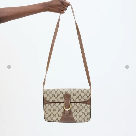 Vintage Gucci Brown Crossbody Bag with Monogram Coated canvas two way bag - Picture 3 of 16